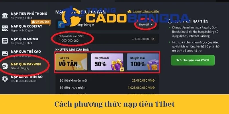 Các phương thức thực hiện giao dịch 11bet phổ biến