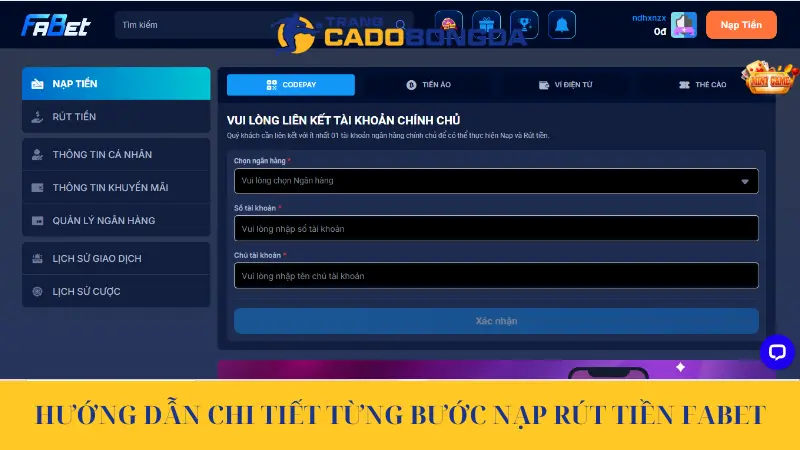 Quy Trình Nạp Rút Tiền Fabet Đơn Giản Hiệu Quả Nhất