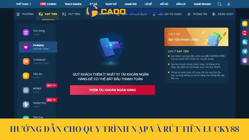 Nạp Và Rút Tiền Tại Lucky88 Dễ Hiểu Cho Cược Thủ Tham Gia